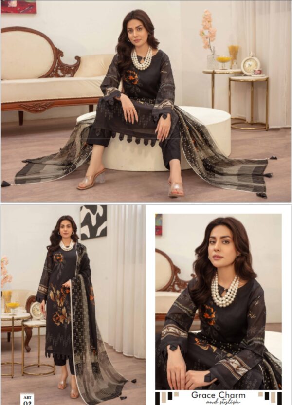 CUTE FIT BY ZARA MEER VOL 206 UNSTITCHED 3PC LAWN SUIT NEW COLLECTION 2025 - Image 9