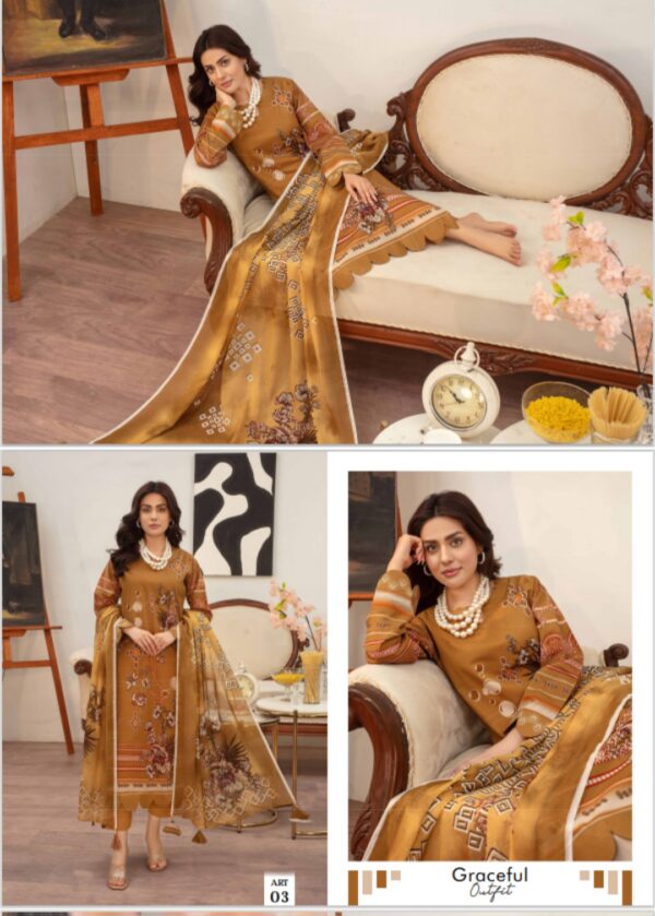 CUTE FIT BY ZARA MEER VOL 206 UNSTITCHED 3PC LAWN SUIT NEW COLLECTION 2025 - Image 3