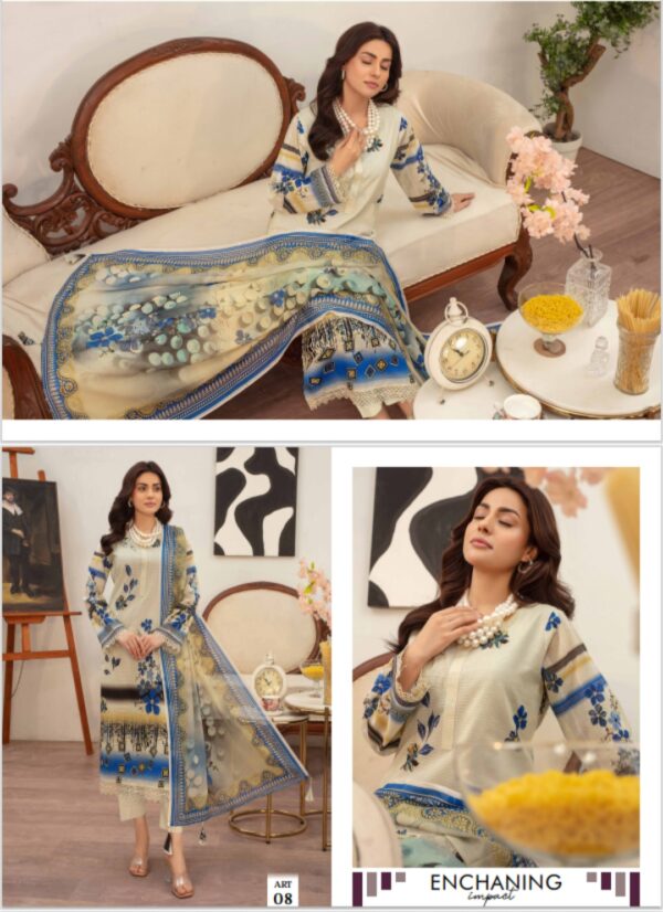 CUTE FIT BY ZARA MEER VOL 206 UNSTITCHED 3PC LAWN SUIT NEW COLLECTION 2025 - Image 8