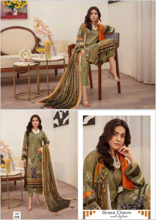 CUTE FIT BY ZARA MEER VOL 206 UNSTITCHED 3PC LAWN SUIT NEW COLLECTION 2025 - Image 5