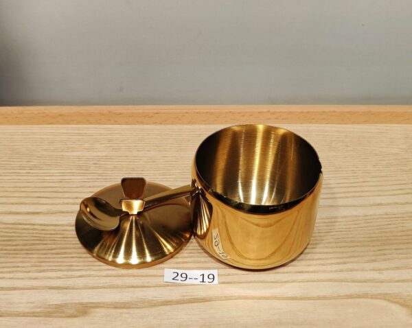 Royal Golden Stainless Steel Sugar Pot: - Image 2