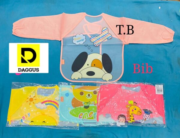 Baby Plastic Full Sleeves Bib, Imported Baby Plastic Waterproof Sleeves Baby Bibs ,Cartoon Long Sleeves Printed Kids Eating feeding Apron: - Image 2