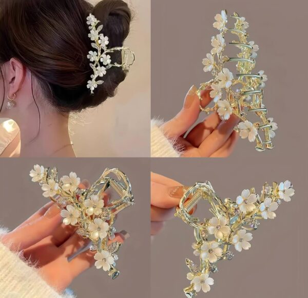 Embellished flower back head hair grab