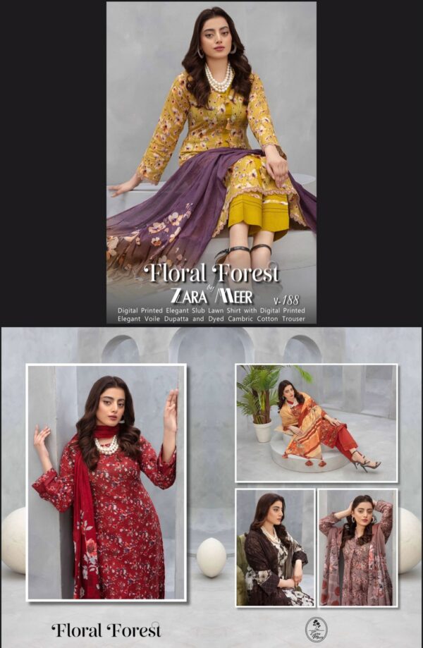 Floral Forest Luxury Digital Lawn Collection By Zara Meer (Un Stitched) 3 Piece, Vol 188, New Collection 2025: - Image 2