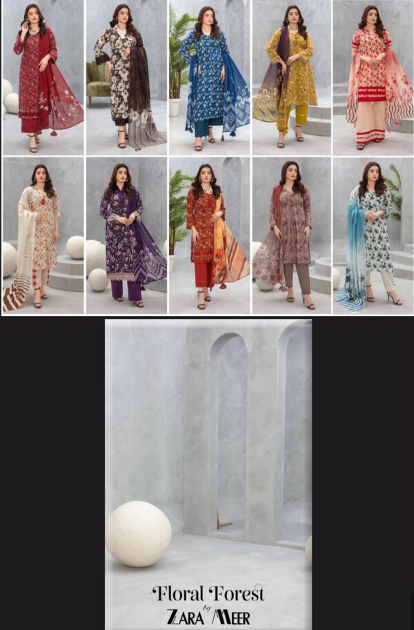 Floral Forest Luxury Digital Lawn Collection By Zara Meer (Un Stitched) 3 Piece, Vol 188, New Collection 2025: