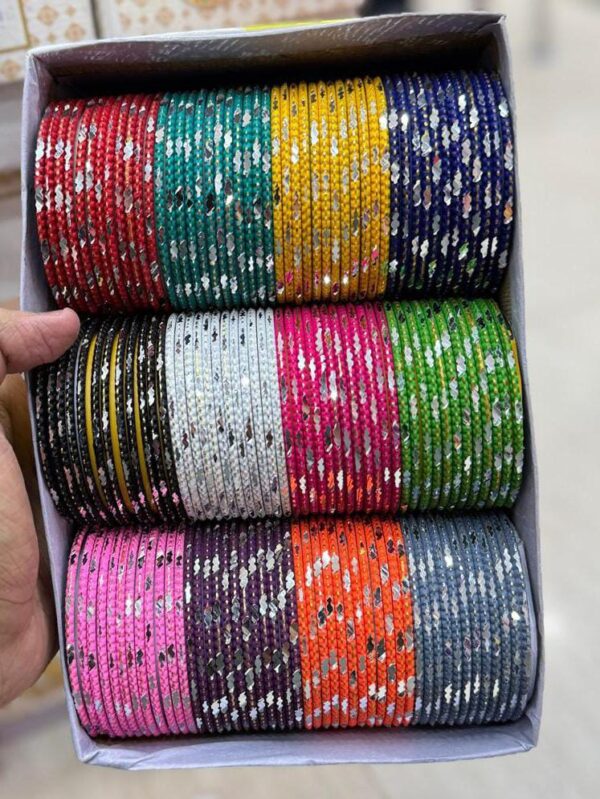 Pack of 12 Multicolor Designer Glass Bangles(Kaanch Ki Chudiyan)(12 Bangles In Each Color):