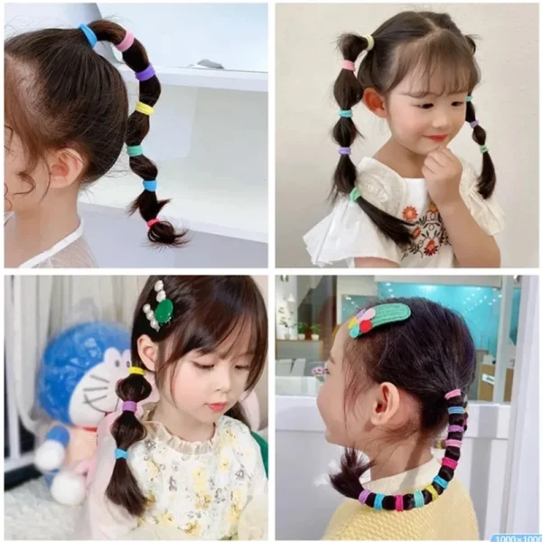 100-Pack Hair Ties Soft Elastic Colorful Ponytail Holders(Available In Multi Color, White & Black) - Image 3