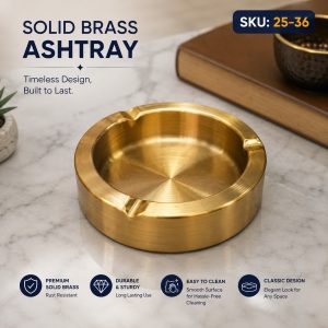 Golden stainless steel double wall Ashtray 9cm 25-36