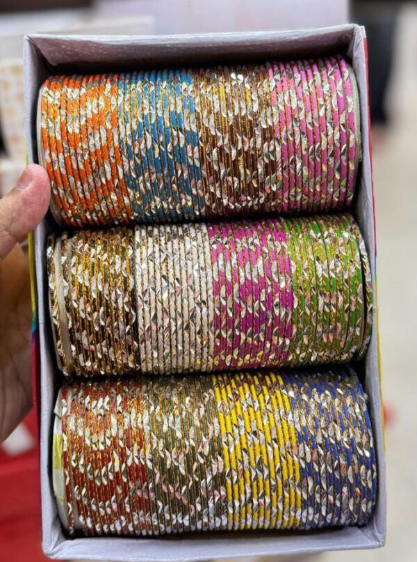 Pack of 12 Multicolor Designer Glass Bangles(Kaanch Ki Chudiyan)(12 Bangles In Each Color):