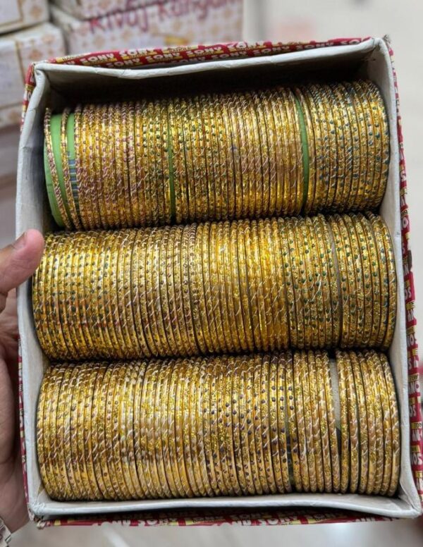Golden Fancy Glass Bangles Box(Kaanch Ki Chudiyan):
