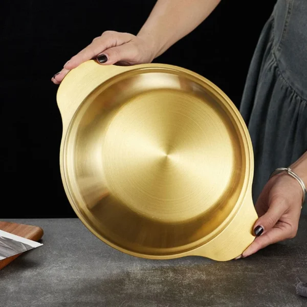 Golden Cooking Pot with Handle Stainless Steel (25-6) - Image 3