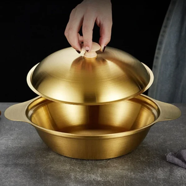 Golden Cooking Pot with Handle Stainless Steel (25-6) - Image 4