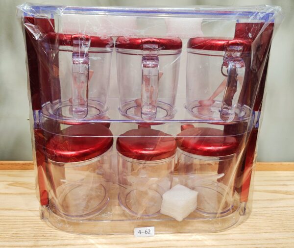 Spice Jars Masala Rack Set- Masala Box Set 6 Pieces With Spoons, item Code: 4-62
