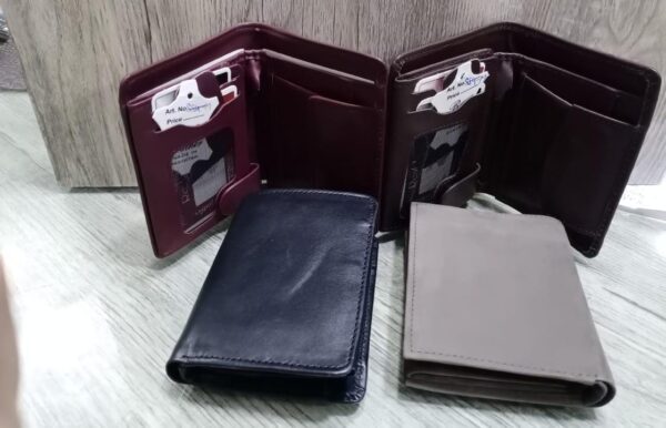 New Stylish Wallet Genuine Cow leather handy black corrupted money chamber polite men's Card Holder Case Passport