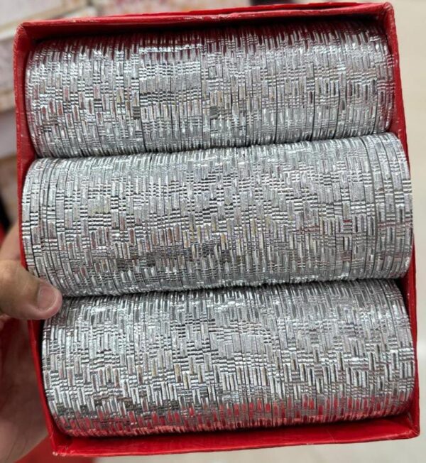 Pack of 12 Fancy Glass White Bangles(Kaanch Ki Chudiyan):