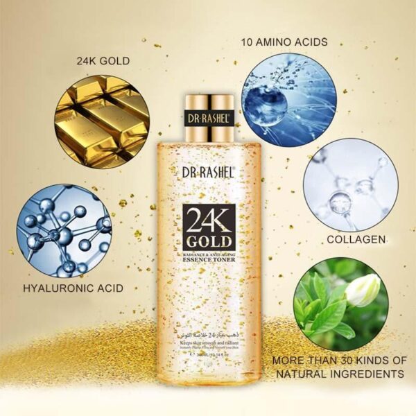 Dr.Rashel 24K Gold Anti-wrinkle Bottle Essence Toner, 300 ml. - Image 2