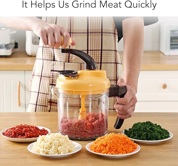 Food Chopper, Food Chopper Hand Held Vegetables Chopper with Container Hand Crank Food Processor. - Image 6