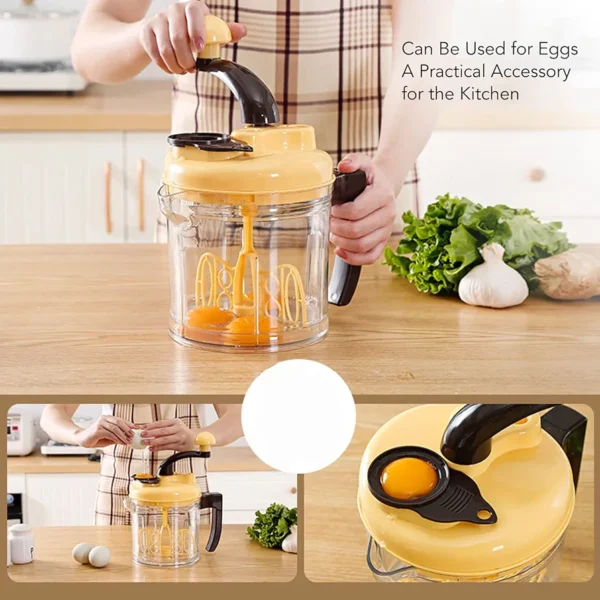 Food Chopper, Food Chopper Hand Held Vegetables Chopper with Container Hand Crank Food Processor. - Image 8