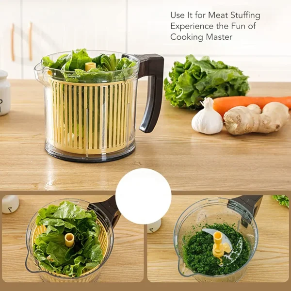 Food Chopper, Food Chopper Hand Held Vegetables Chopper with Container Hand Crank Food Processor. - Image 7