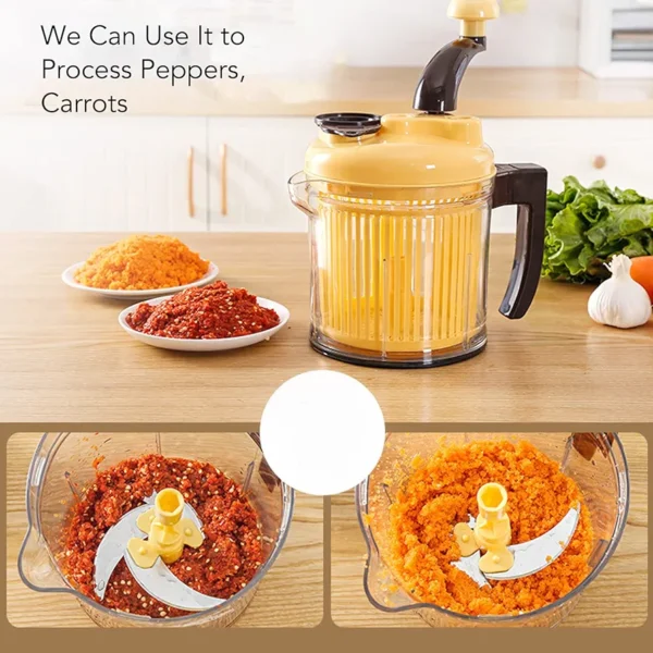 Food Chopper, Food Chopper Hand Held Vegetables Chopper with Container Hand Crank Food Processor. - Image 9