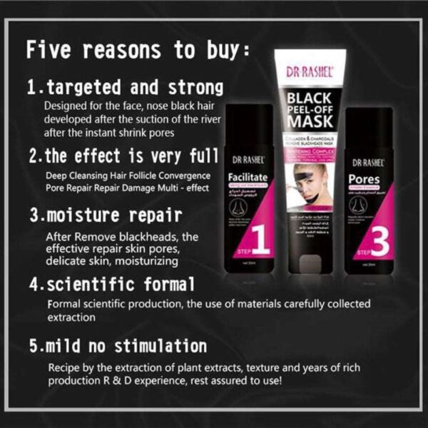 Dr.Rashel Black Peel-Off Mask Collagen & Charcoals Remove Blackheads Mask Set 100 ml. - Image 9