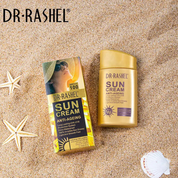 DR.RASHEL Gold & Collagen Anti-Aging Sun Cream 80 g SPF 100. - Image 3