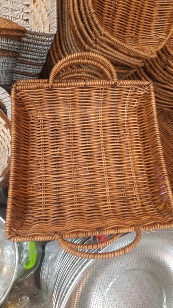 Hand Woven Rectangle Shape Basket, Bread, Fruit, Food Storage Basket, Home Decoration.