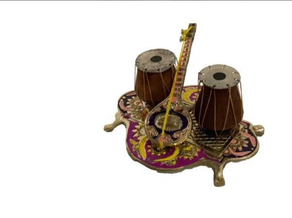 Handcrafted Brass Music Set Statue, Home Decoration Brass Music Tabla and Sitar Set. - Image 6