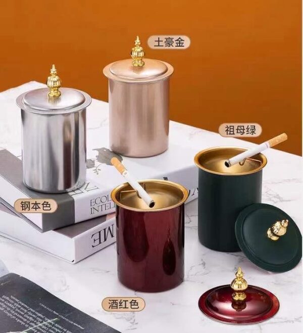 Stainless Steel Ashtrays With Lid Car Ashtray, Portable, Windproof Ashtray. - Image 4