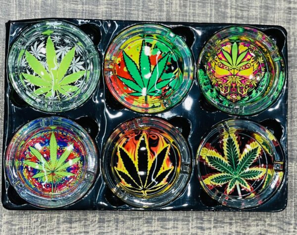 Colourful Round Shape Cigarette Ashtray Tray, home decor Ashtray, Round Glass Smoking Ashtray (1 Pc).
