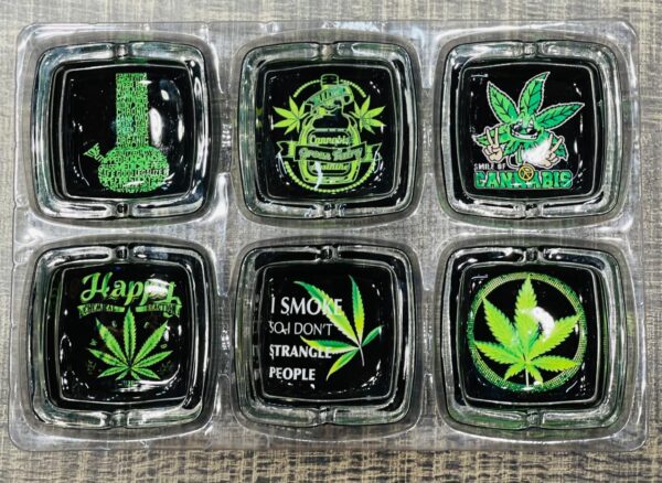 Pack of 6 Square Glass Smoking Ashtray (1 pc).