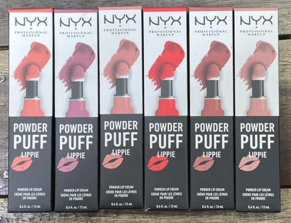 Lipstick/Blush Powder Puff Lip Cream, Matte Finish, Bold Coverage, Multicolor Shades (Set Of 6).