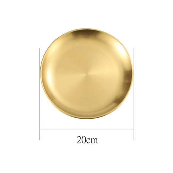 Gold Metal Round Dinner Plates, Stainless Steel Dinner Dishes for Home, Kitchen, Restaurant, Bar, Outdoor Party (20 cm). - Image 2