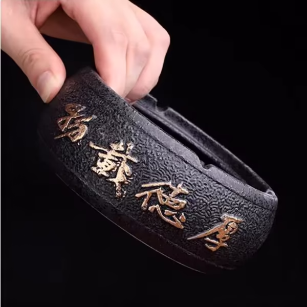 Black Ceramic Ashtray with Lid Gold Border Decor Storage Jar Living Room Office Car Ashtray Home Decoration. - Image 6