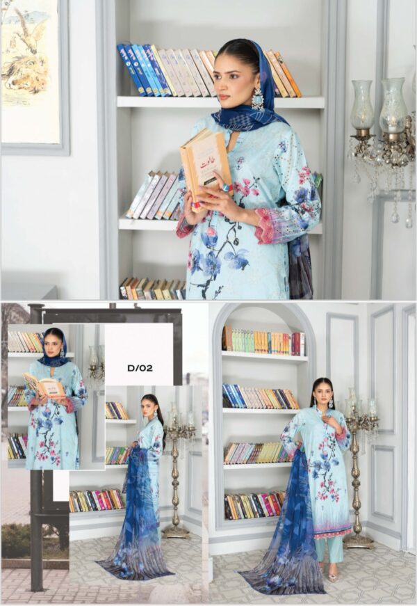 GUL DOZY AMINA BY M RIAZ ARTS VOL 474 UNSTITCHED 3PC LAWN SUIT NEW COLLECTON 2025 - Image 5