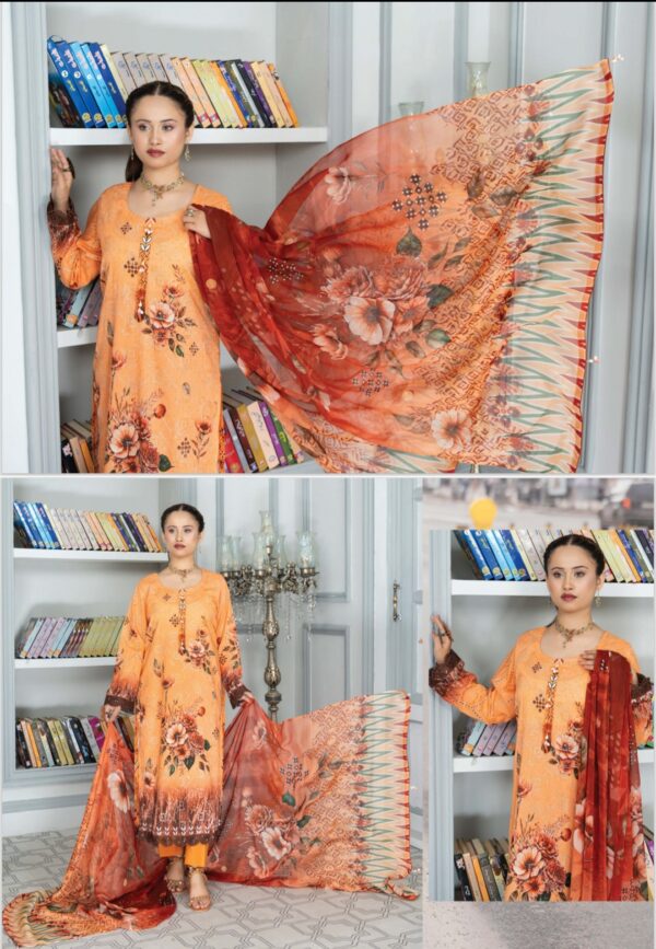 GUL DOZY AMINA BY M RIAZ ARTS VOL 474 UNSTITCHED 3PC LAWN SUIT NEW COLLECTON 2025 - Image 8