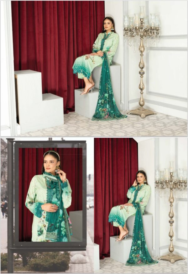 GUL DOZY AMINA BY M RIAZ ARTS VOL 474 UNSTITCHED 3PC LAWN SUIT NEW COLLECTON 2025 - Image 11