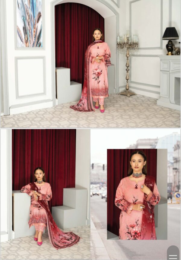 GUL DOZY AMINA BY M RIAZ ARTS VOL 474 UNSTITCHED 3PC LAWN SUIT NEW COLLECTON 2025 - Image 6