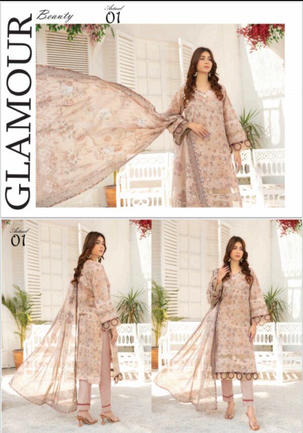 CHASHNI BY BME VOL 1361 UNSTITCHED LAWN 3 PC SUIT NEW COLLECTION 2025 - Image 9
