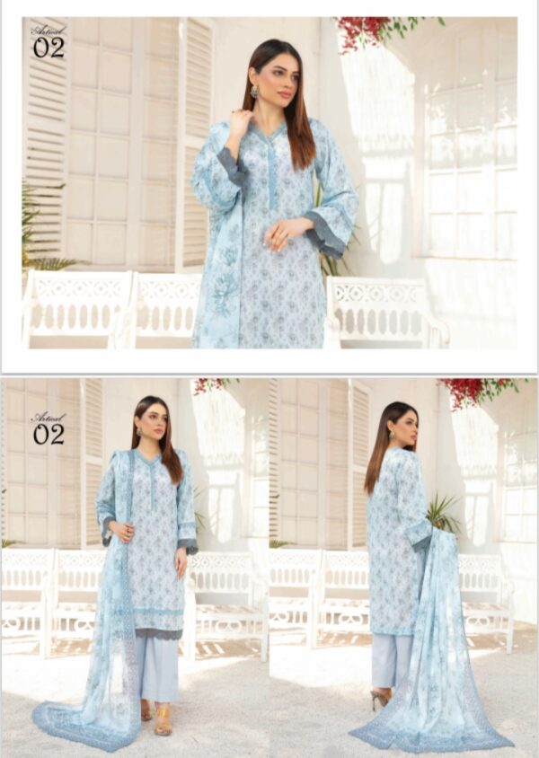 CHASHNI BY BME VOL 1361 UNSTITCHED LAWN 3 PC SUIT NEW COLLECTION 2025 - Image 2