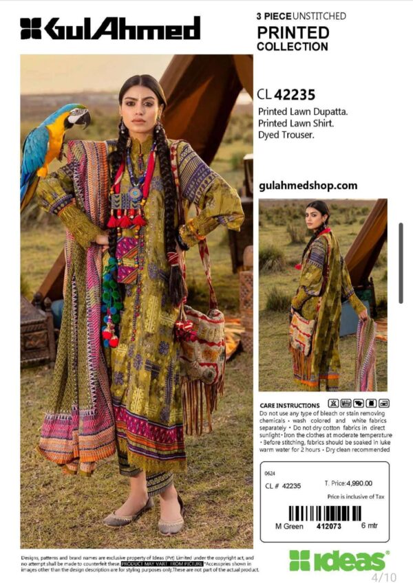 GUL AHMAD VOL 7 BY BRANDS LOVER UNSTITCHED LAWN 3PC SUIT NEW COLLECTION 2025 - Image 3