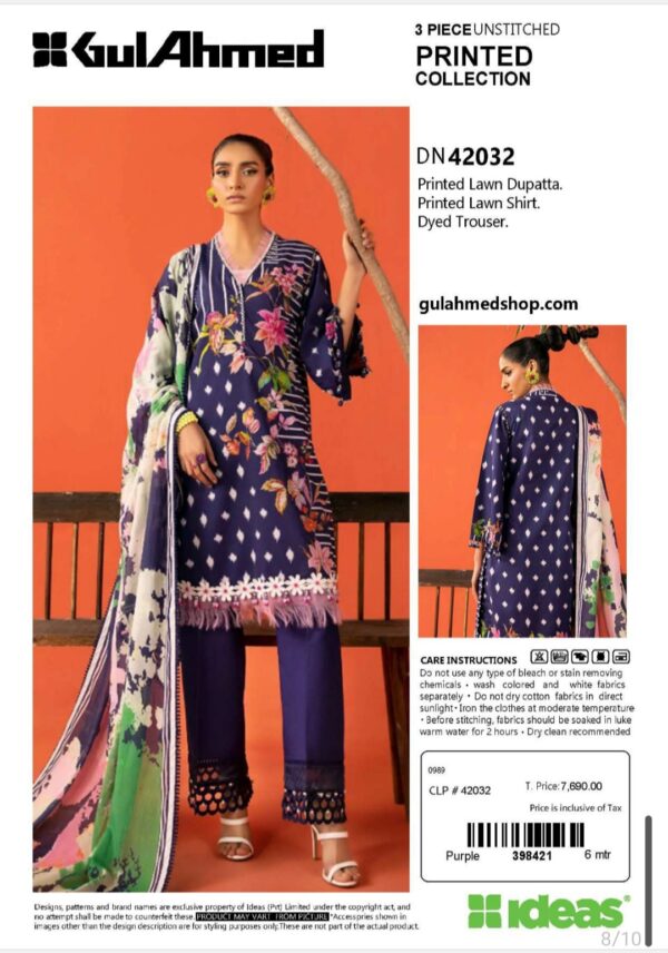 GUL AHMAD VOL 7 BY BRANDS LOVER UNSTITCHED LAWN 3PC SUIT NEW COLLECTION 2025 - Image 5