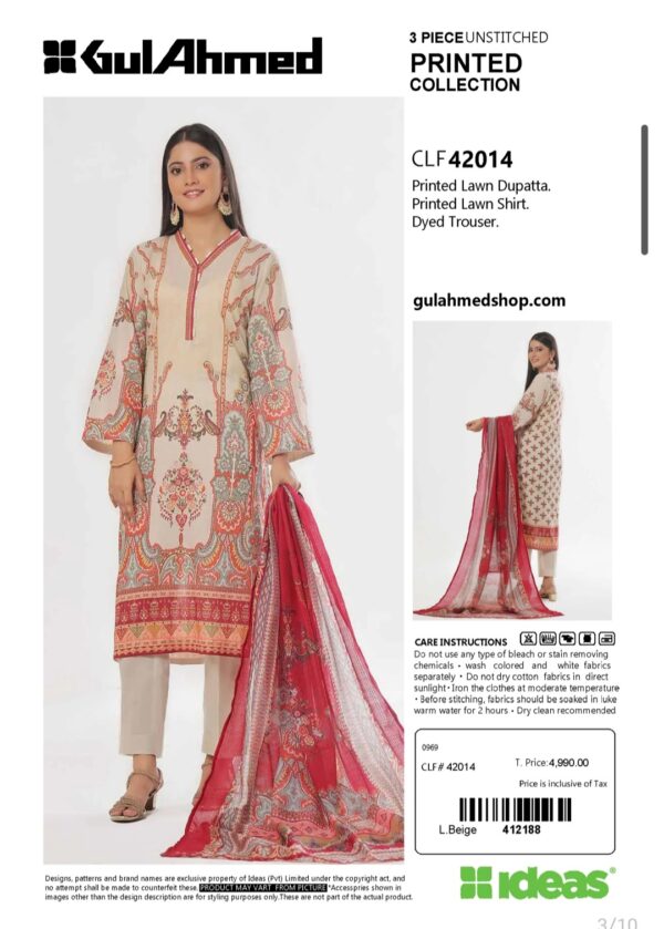GUL AHMAD VOL 18 BY BRAND'S LOVER UNSTITCHED LAWN 3 PC SUIT NEW COLLECTION 2025 - Image 6