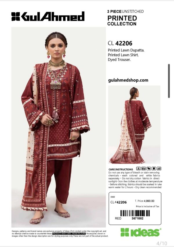 GUL AHMAD VOL 18 BY BRAND'S LOVER UNSTITCHED LAWN 3 PC SUIT NEW COLLECTION 2025 - Image 4