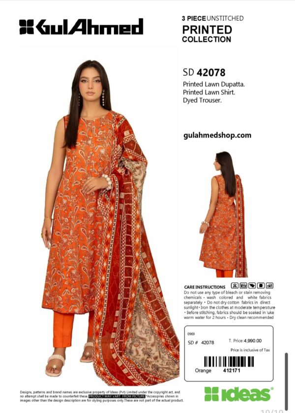 GUL AHMAD VOL 18 BY BRAND'S LOVER UNSTITCHED LAWN 3 PC SUIT NEW COLLECTION 2025 - Image 9