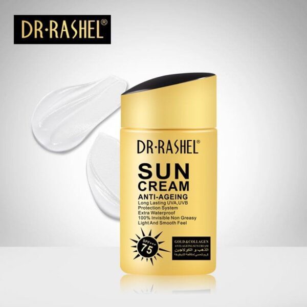 DR.RASHEL Sun cream SPF 75 Anti-Aging Sunscreen Lotion Gold Collagen, 80 g - Image 2