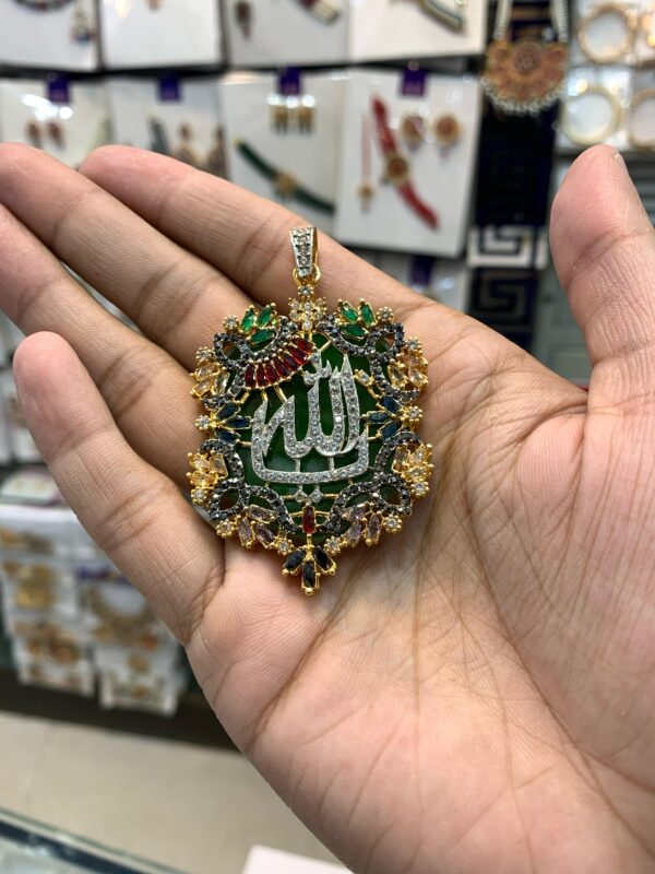 Casting Made Zircon Stones Allah Pendent Exclusive By Unique Fancy Jewelry - Image 2
