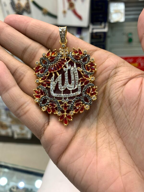 Casting Made Zircon Stones Allah Pendent Exclusive By Unique Fancy Jewelry - Image 3
