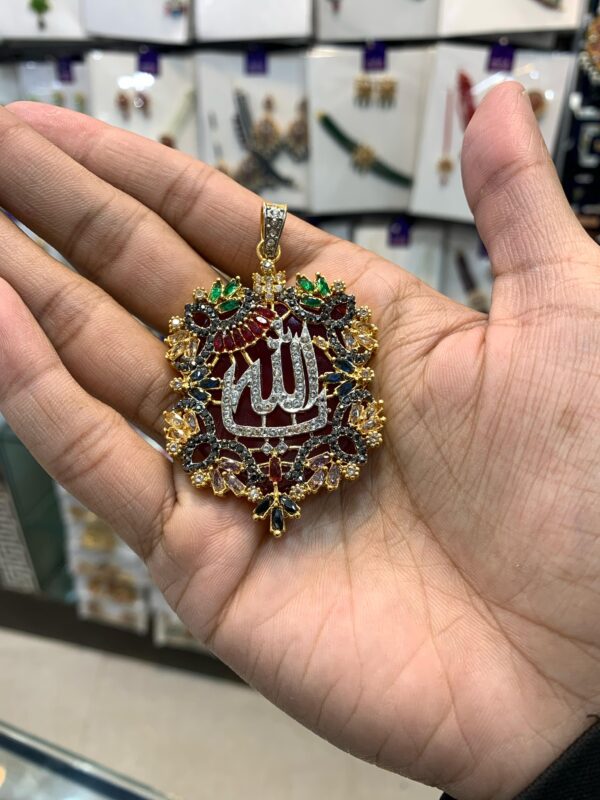 Casting Made Zircon Stones Allah Pendent Exclusive By Unique Fancy Jewelry - Image 6
