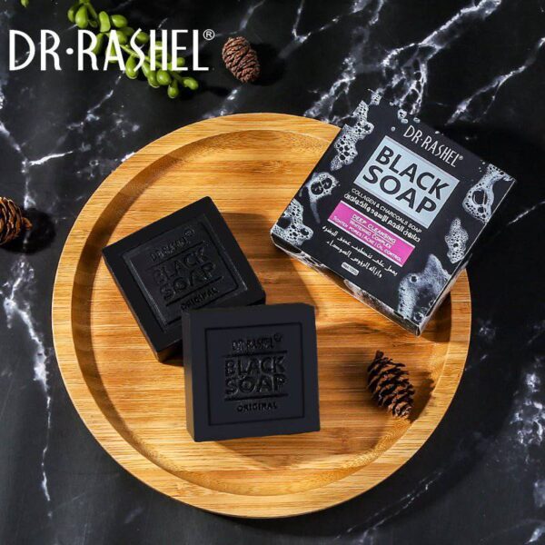 Dr.Rashel Collagen Charcoal Black Soap Deep Cleansing Facial Soap Tighten Pores, Acne & Oil Control, 100 g. - Image 2